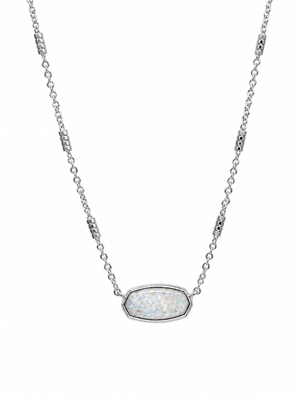 Kendra Scott Framed Gold Elisa Necklace WHITE IRIDESCENT GLITTER GLASS